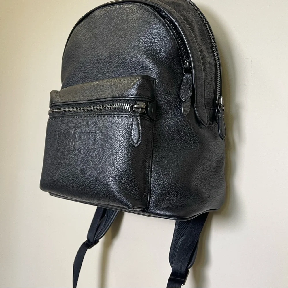 Coach Charter Navy Blue Pebble Chunky Leather Backpack